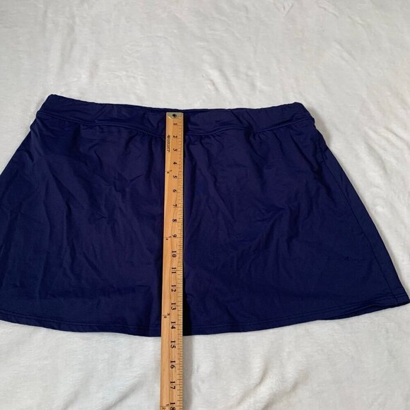 Lands' End blue pull on elastic waist bikini bottom skort shorts with skirt - Picture 5 of 7